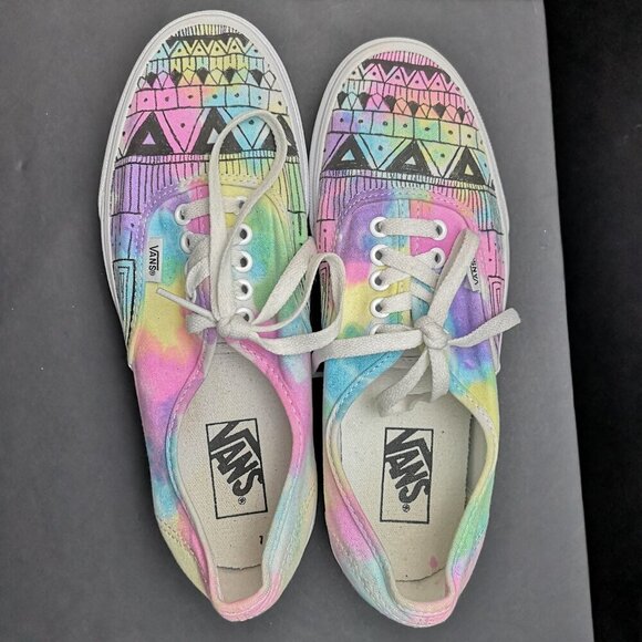 Vans Men's 8.5 or Ladies Size 10 Watercolor Unisex Hand Painted Canvas Sneakers - Picture 3 of 9